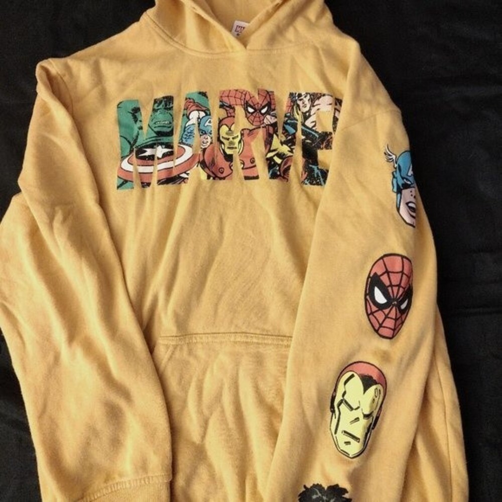 Marvel Yellow Graphic Hoodie Size S